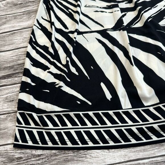 Apt 9 Women's Tropical Palm Fran Tie Halter Mini Dress M Med Medium Black Ivory - Picture 6 of 12